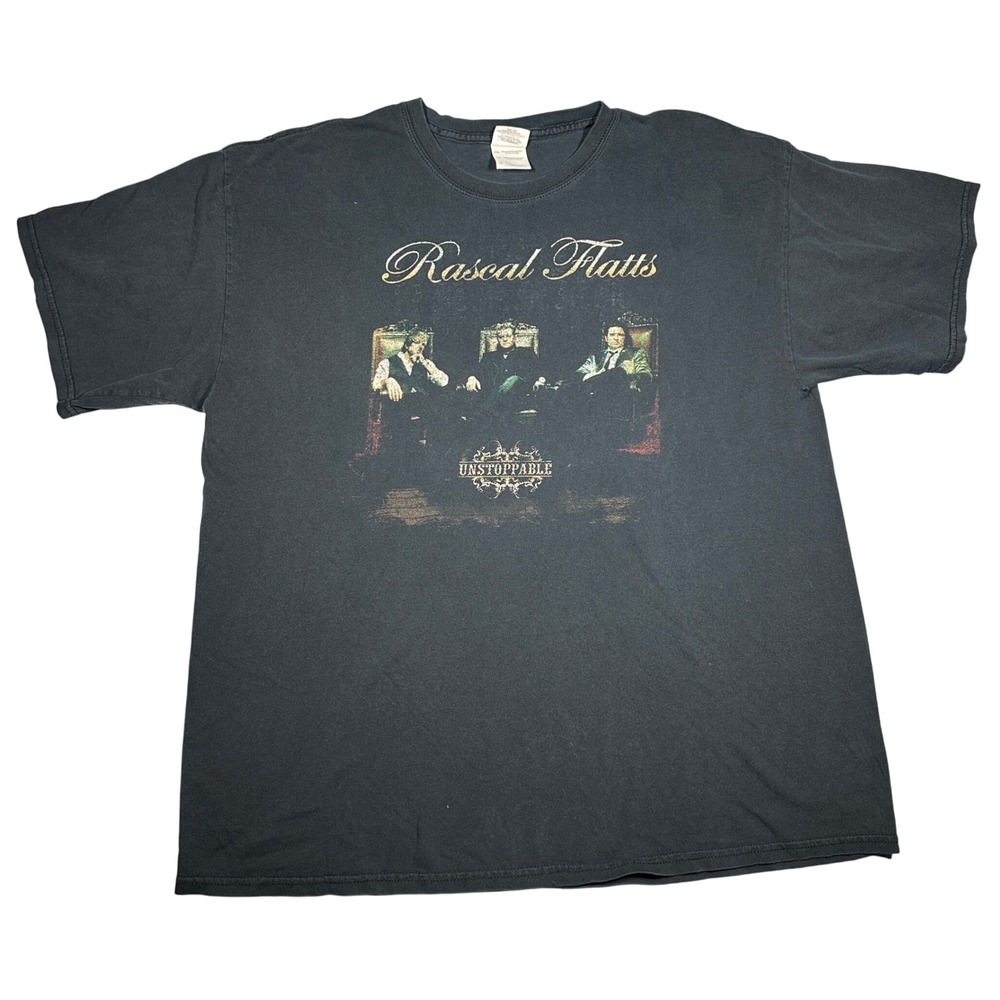 Rascal Flatts‎ 2009 Unstoppable Tour Faded T-Shirt Mens XL Black Graphic